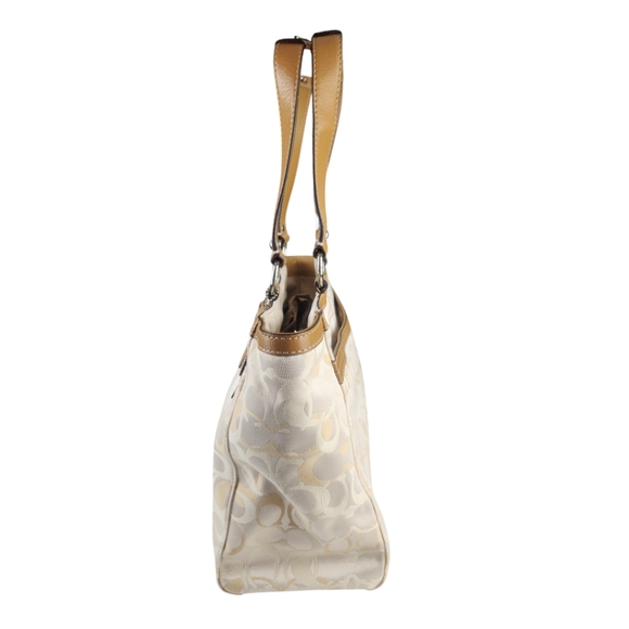 Coach Penelope Signature Cream / Gold Large Shoulder Bag Mom Tote Purse Classy - Picture 6 of 14